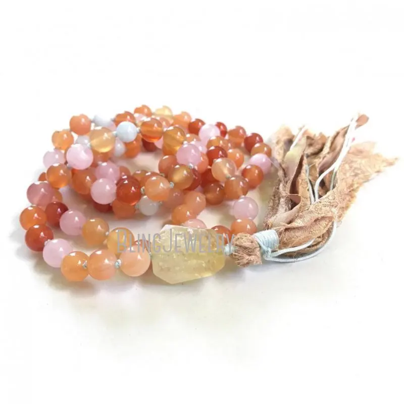 Бусины MN21184 Mala для повышения энергии ожерелье из цитрина аквамарин солнечный