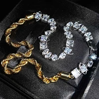 foydjew luxury design punk style silver gold plated two tone necklaces creative chopin high carbon zircon chokers necklace