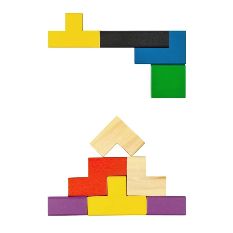 3D Colorf Деревянные Пазлы настольные Игрушки Tangram головоломка Пазлы для детей тетрис игра Развивающие игрушки для малышей деревянный подарок