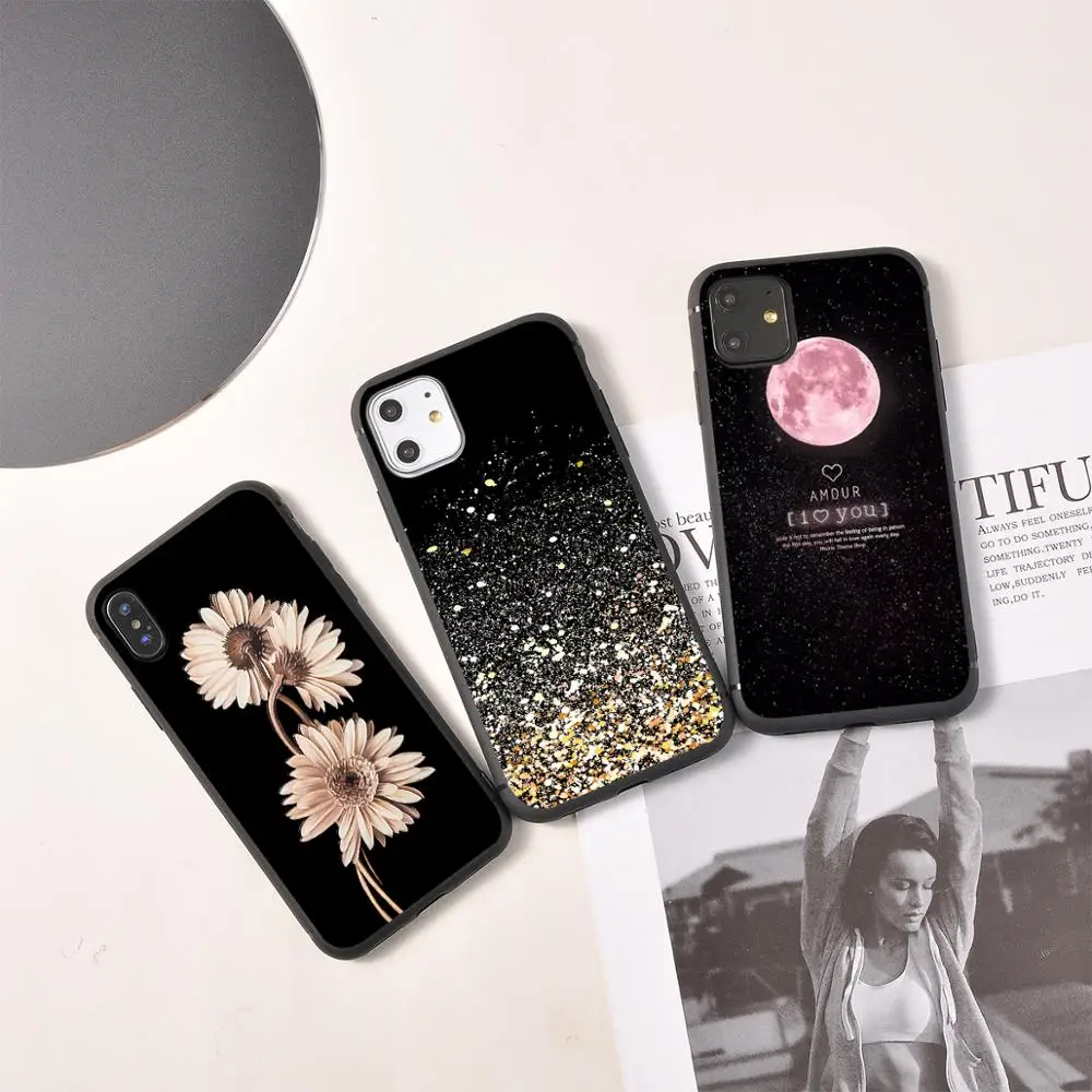 Блестящий Золотой фольгированный Мягкий Черный силиконовый чехол из ТПУ для iPhone