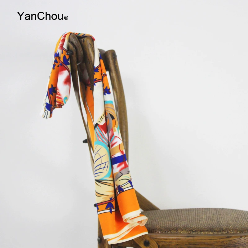 Шелковый саржевый квадратный шарф Женский Большой дизайнерский платок палантин