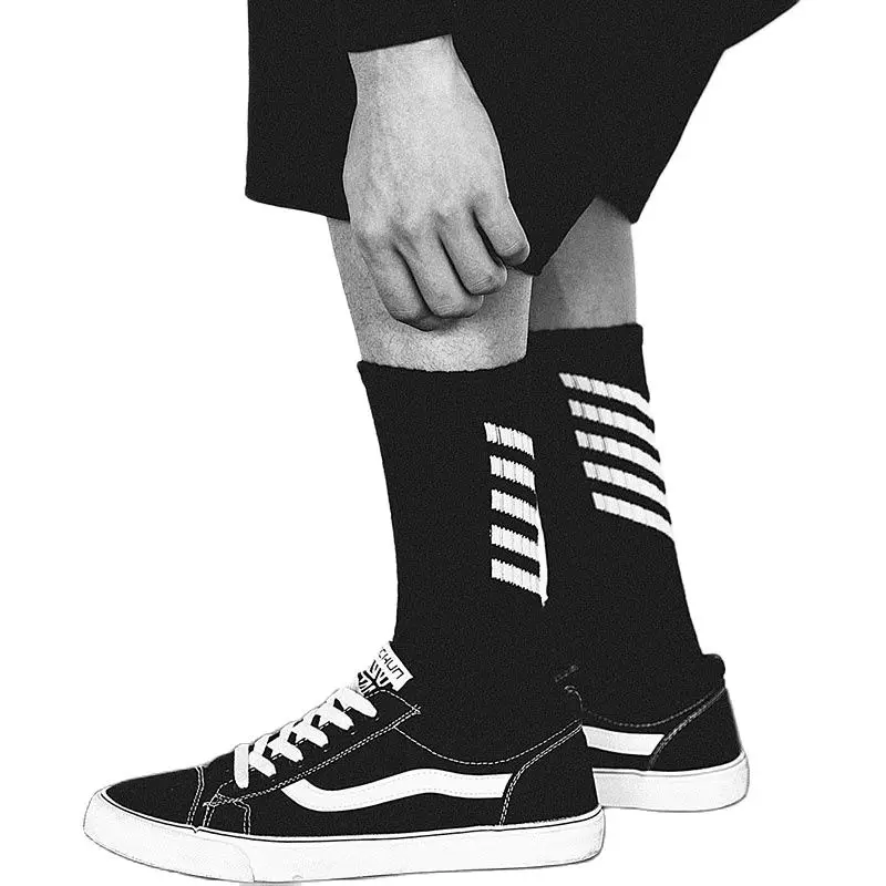 Для мужчин длинные s хлопковые носки Повседневное в горизонтальную полоску Harajuku