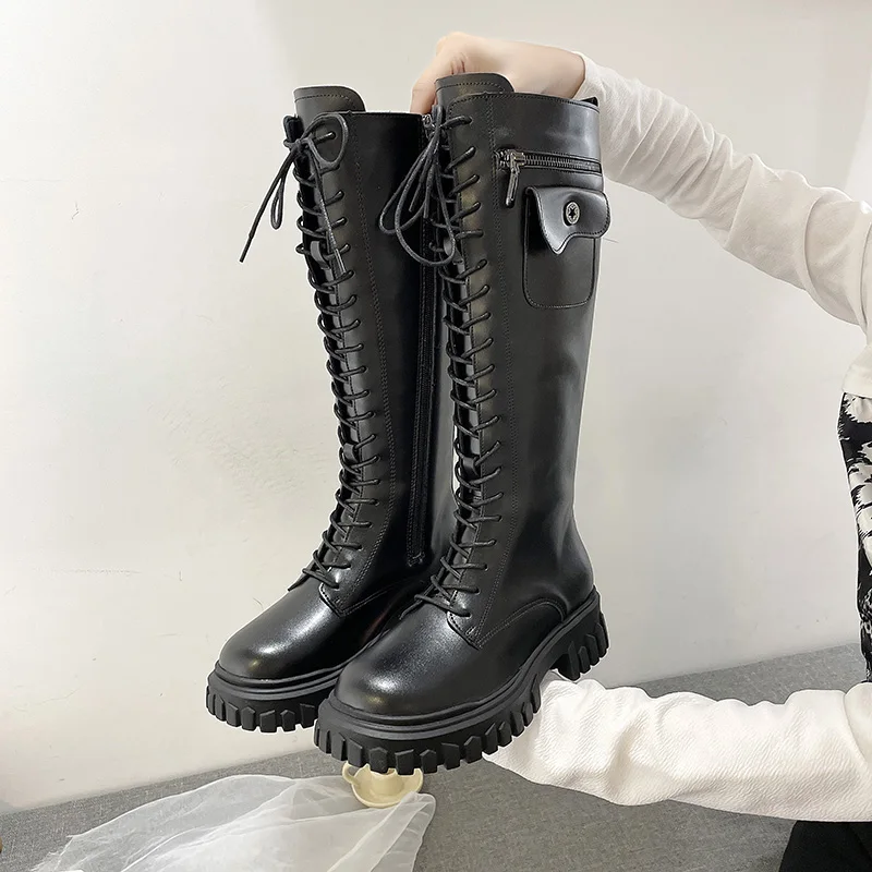 

Женские кожаные сапоги до бедра Martens, привлекательные Сапоги выше колена, обувь для женщин, черные готические стильные сапоги до икры в стил...
