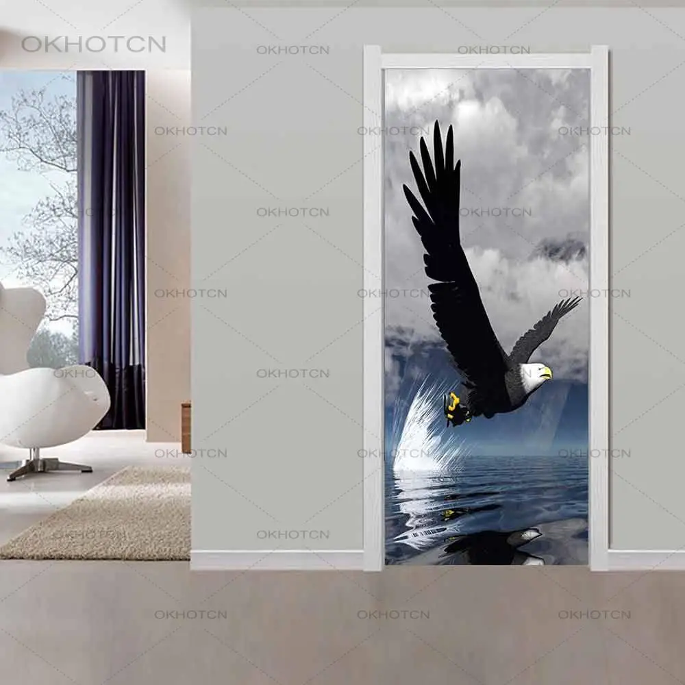 

Door Sticker DIY Mural Eagle Animals Wall Art Stickers Poster PVC Self-adhesive Waterproof Wallpaper For Living Room Decoration