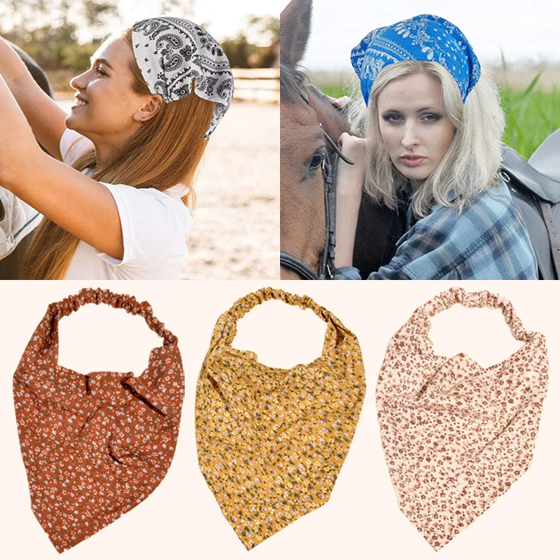 

2021 Vintage Elastic Banadas Hair Ribbons Cute Floral Turban Girls Headband Bohemia Beach Sunscreen Women Gardening Headwrap
