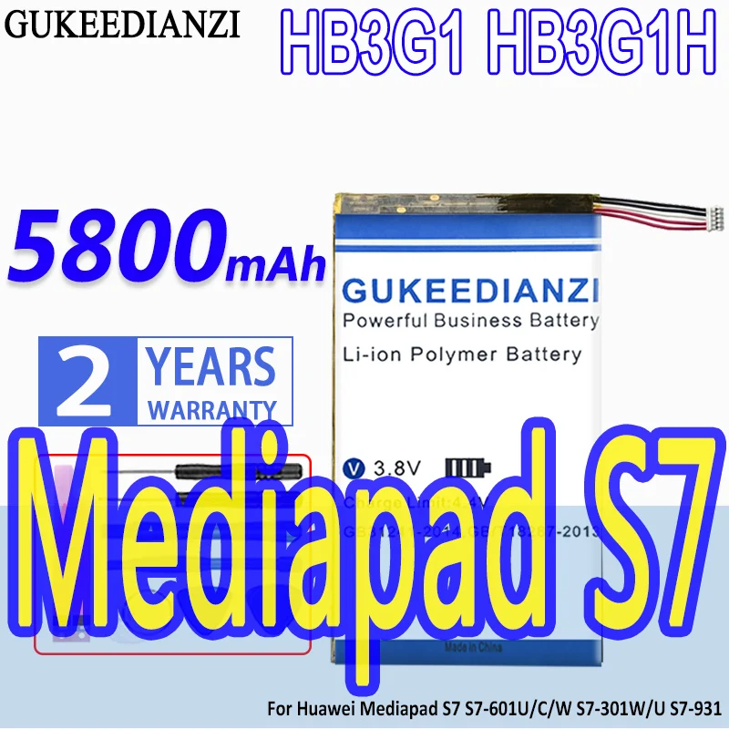 

High Capacity GUKEEDIANZI Battery HB3G1 HB3G1H 5800mAh For Huawei Mediapad S7 S7-601U/C/W S7-301W/U S7-931