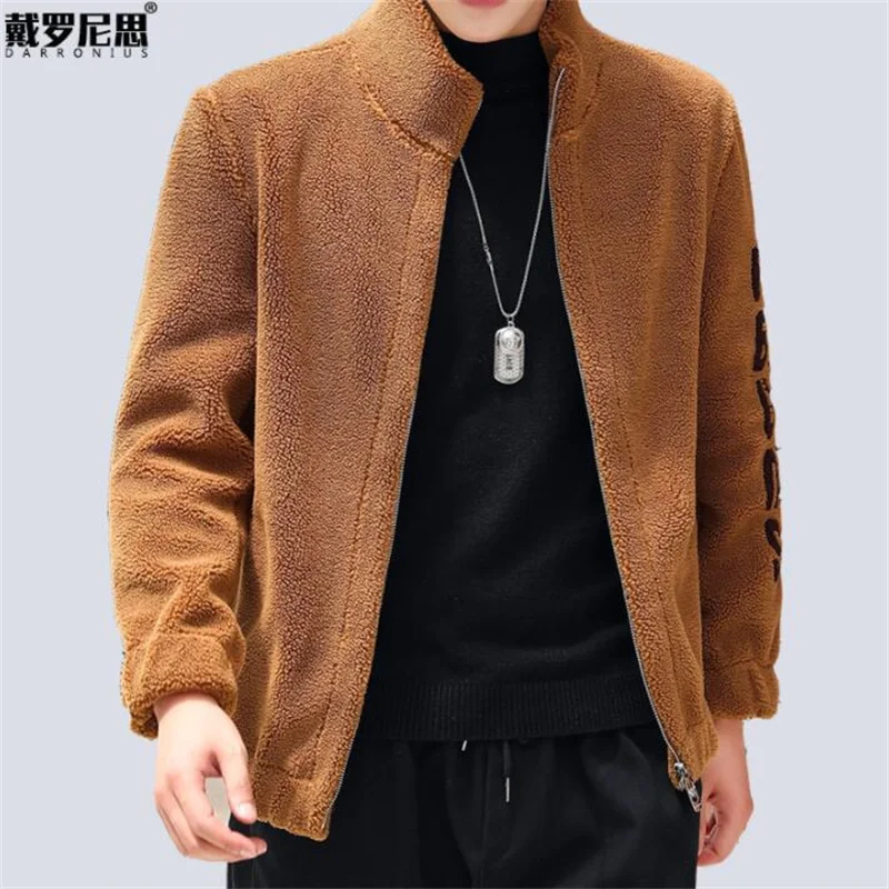 New fur coat men's jacket suede autumn and winter korean style casual clothes шуба из искусственного пальто мужское stand collar