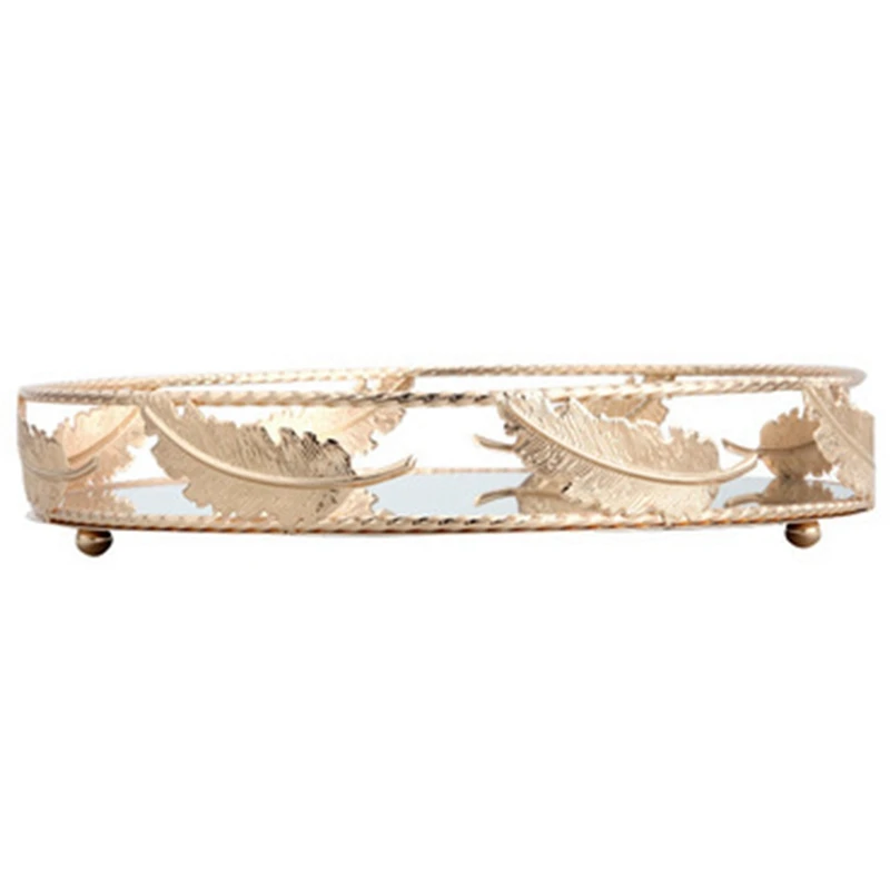 

Minimalist Round Mirror Tray Desktop Cosmetics Jewelry Storage Tray Wedding Party Display Living Room Home Desserts