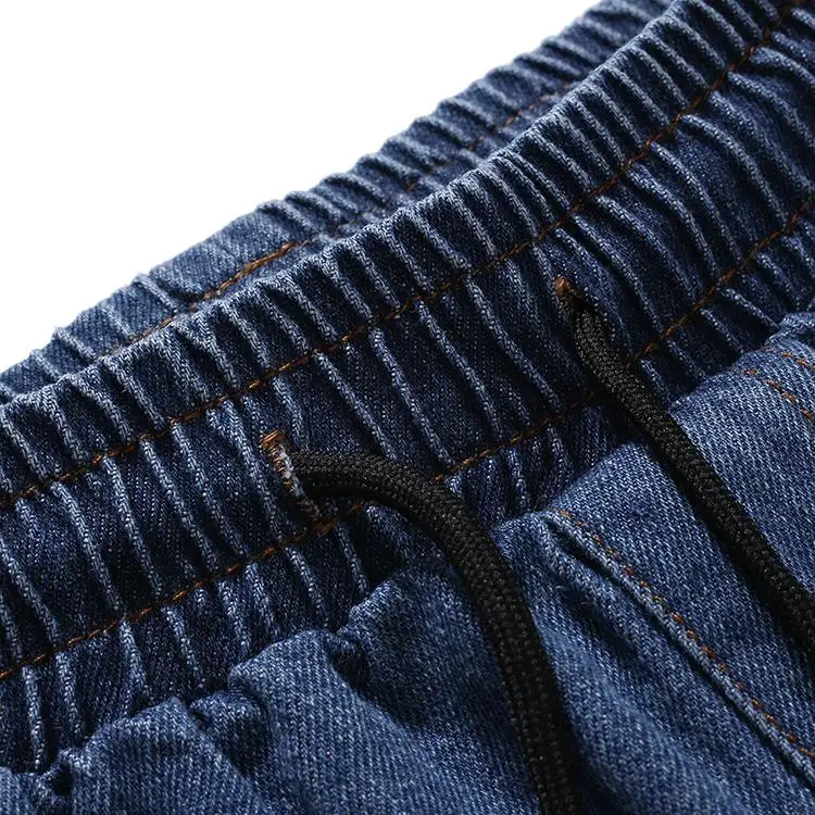 

Autumn Jeans for Men Loose Elastic Straight Cargo Pants Men's Casual Long Denim Blue Overalls Pants Multi-pocket New