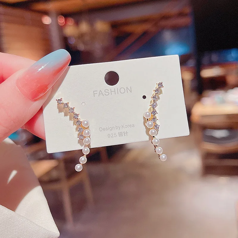 

Korean Fashion Crystal Pearl Earrings for Women Geometric Stud Earrings 2021 Trend Female Wedding Jewelry Accessories Gifts