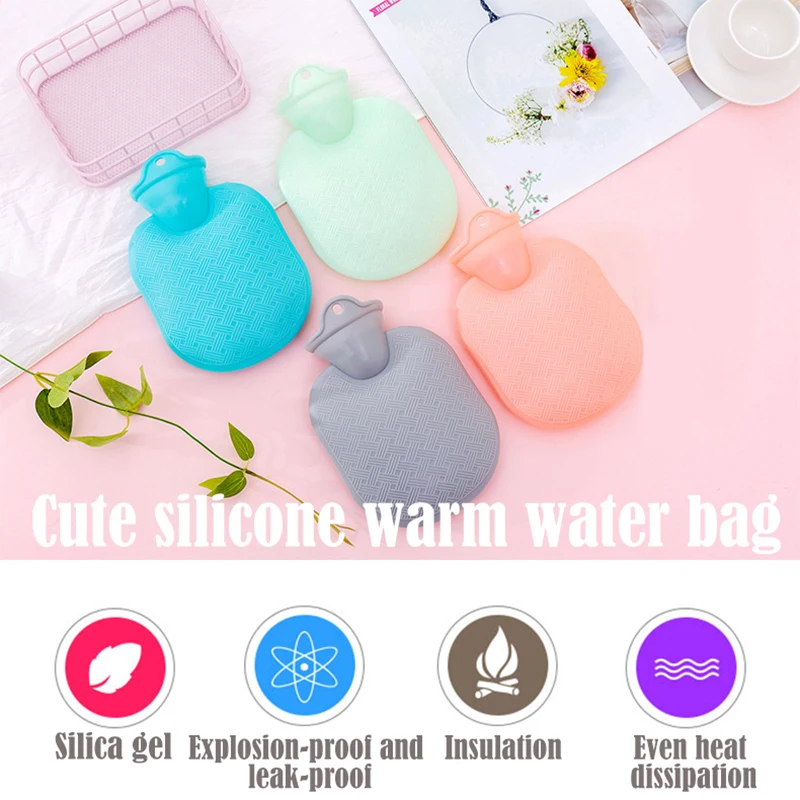 Одноцветная Милая портативная силиконовая бутылка для горячей воды