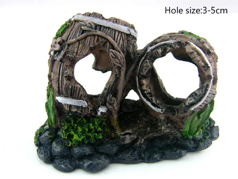 Аквариумный искусственный двойной бочонок украшение для аквариума скрытый дом