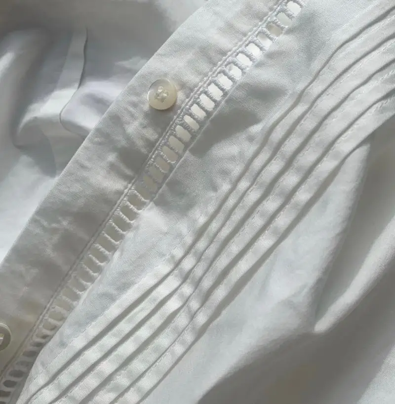 

Women's Vintage Elegant White Shirt Long Sleeve French Style Hit Color Blouse