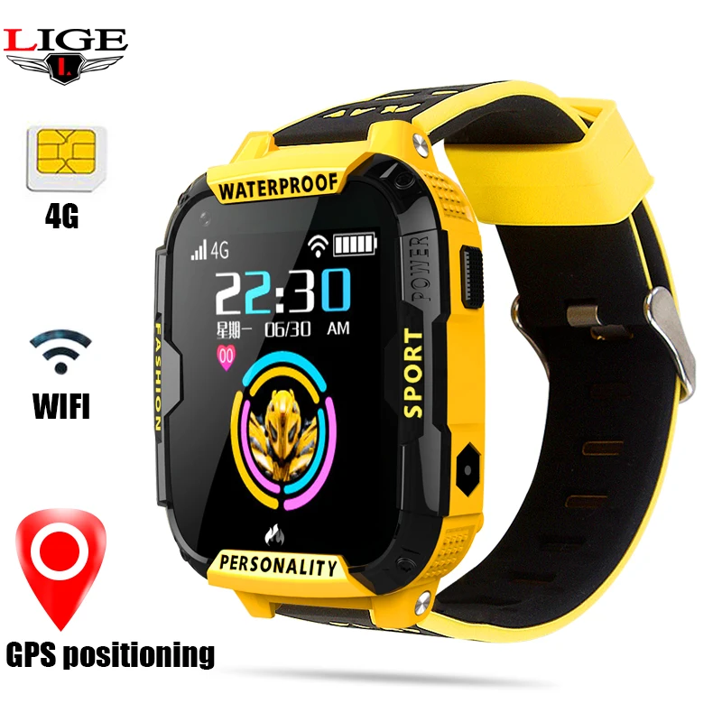 LIGE Новые 4G сети A36E Wifi gps SOS умные часы дети видео вызов IP67 водонепроницаемая камера с будильником детские часы smartwatch
