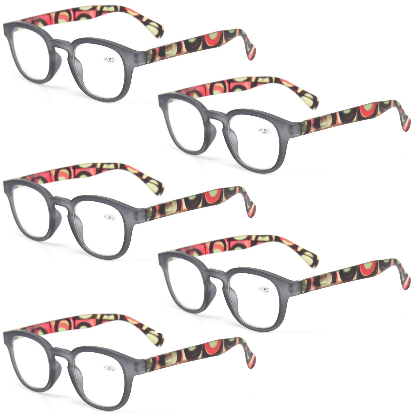 5 Pack Gray С модным принтом, итальянский дизайн, очки для чтения, для обувь для мужчин и женщин пружинным шарниром овальная оправа для очков 1,0 1,5 2,0 2,5 3,0 4,0 - Цвет оправы: 5 Pack Gray