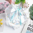 Милое женское нижнее белье в стиле лолита, женское нижнее белье с бантом и кружевными краями, дышащие удобные тонкие эластичные женские трусики A92