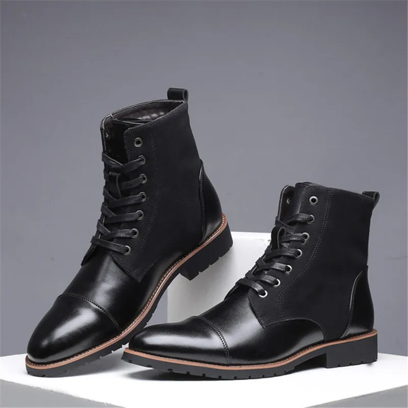 

Autumn Winter Men Snow Boots Plus Size 38-48 Men Boots Pointed Toe Casual Leather Shoes Men Chelsea Boots