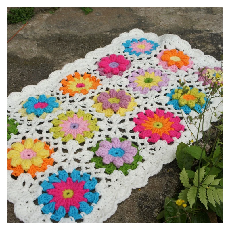 

Hand crochet Hollowed-out hook bud silk vertical flower sofa chair cushion pastoral wind restoration blanket tea table cloth