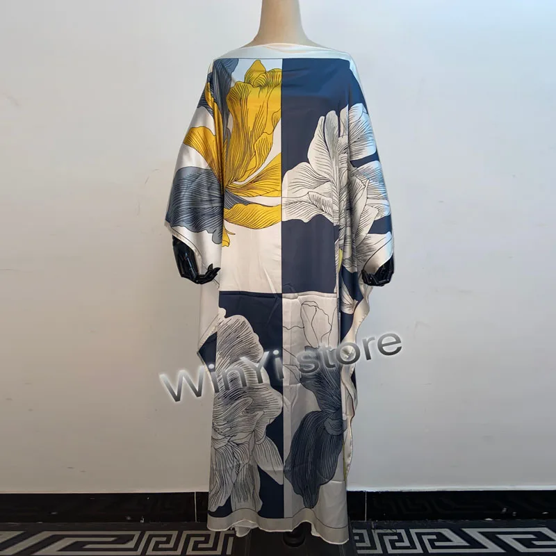 Женское богемное платье макси с цветочным принтом плать летнее длинным рукавом