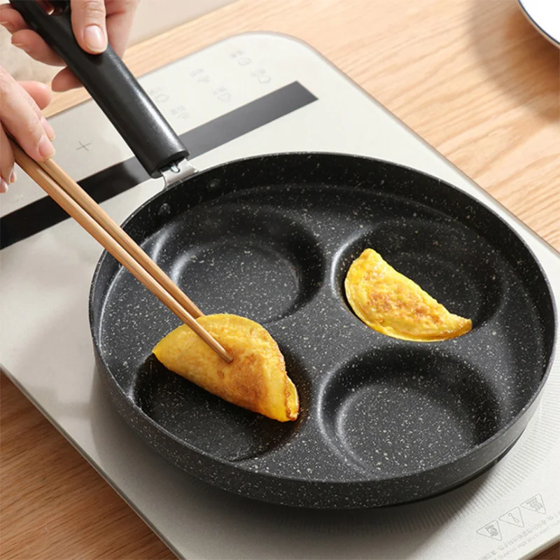 3/4 Four-hole Omelet Pan For Eggs Non-stick No Oil-smoke Breakfast Grill Pan Cooking Pot Ham PanCake Maker Frying Pans Creative