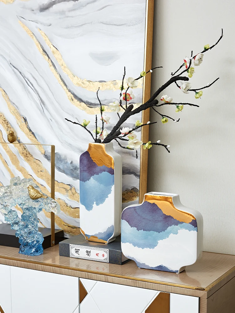 

zq Ceramic Vase Modern National Style Living Room Flower Arrangement Decoration Hallway Wine Cabinet Creative Home Decoration