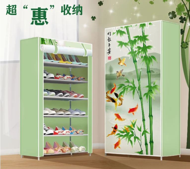 

Simple shoe cabinet combination shoe rack dust-proof rolling door shoe cabinet multi-layer small shoe rack