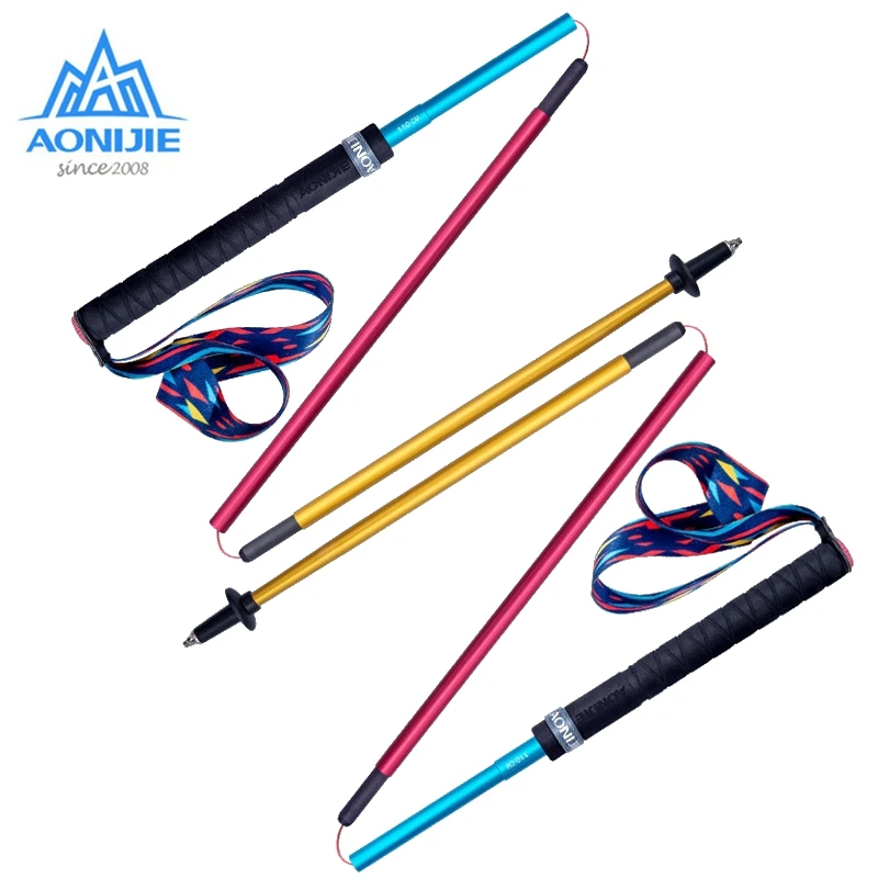AONIJIE 2Pcs Walking Sticks Carbon Fiber Ultralight Hiking Canes Folding Collapsible Quick Lock For Outdoor Trailing Running