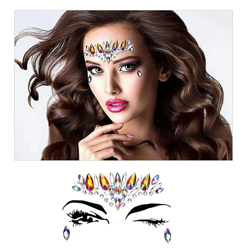 10 Sets Face Gems Stickers Breast Body Jewelry Crystal Nipple Tattoo for Festival Rhinestone Decorations Tatto |