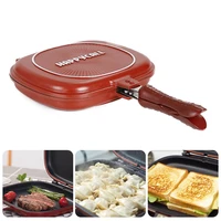 2832cm double side grill fry pan cookware stainless steel double face pan steak fry pan kitchen accessories cooking tool
