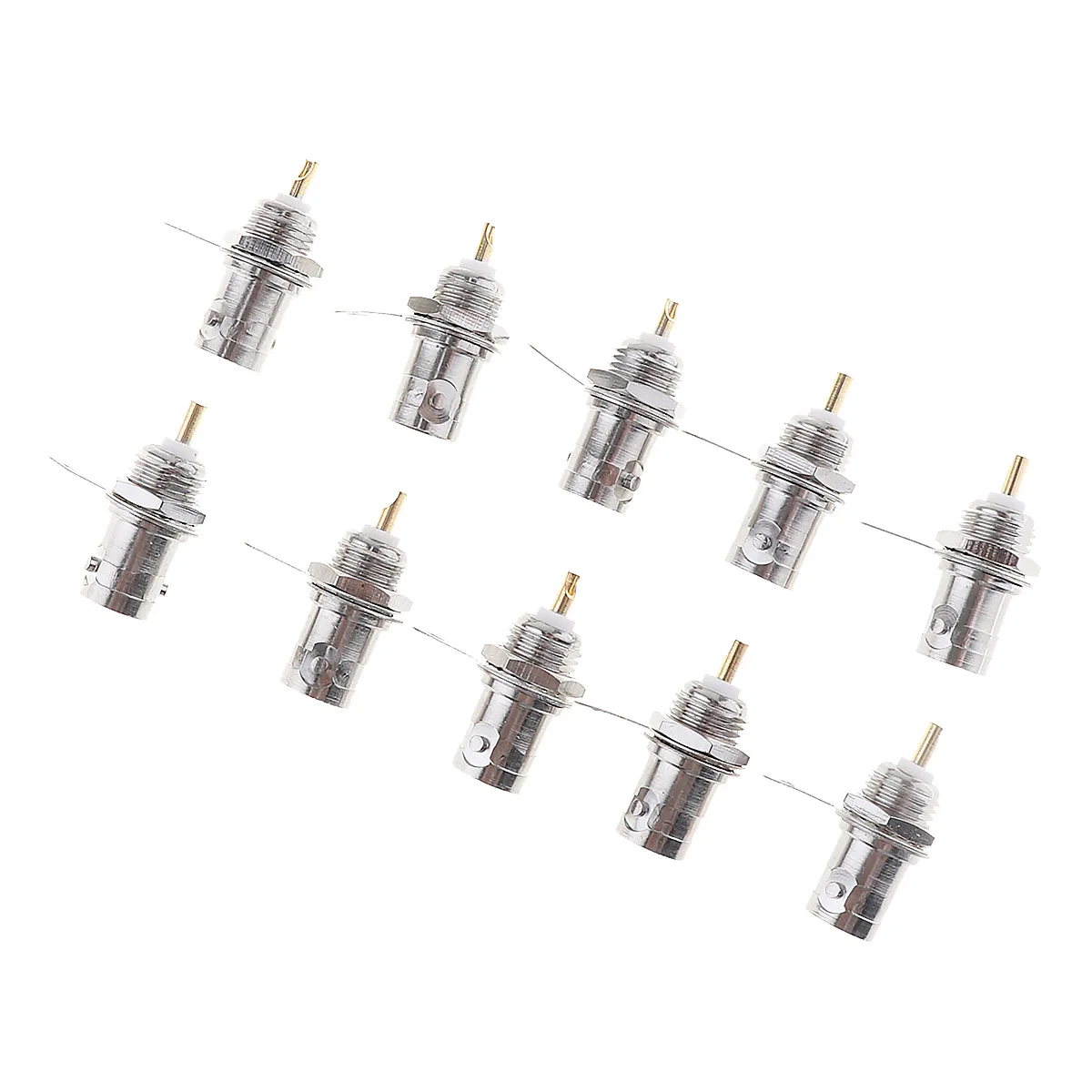 

10pcs 50KY Pure Copper BNC Q9 Plug with Brazing Sheet and Copper Nut for Oscilloscope / Instrumentation / Video Monitoring