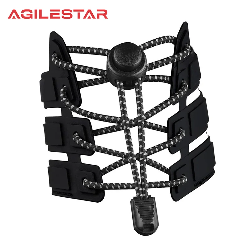 

[AGILESTAR]Elastic Locking Reflective Round Shoelaces Kids Adult Sneakers Quick Lazy Shoe Lace Shoestrings