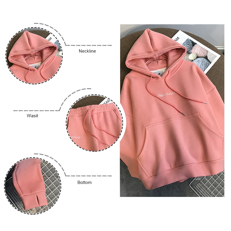 

2021 Spring Autumn 2 Pieces Women's Tracksuit Set Oversize Hoodie Sweatpants Suit Jogging Pants Suit Female Letter Sports Suits