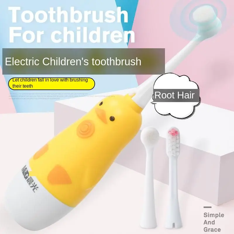 Мультяшная электрическая зубная щетка 10000 волос детская Мягкая для