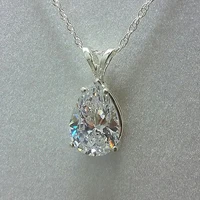 huitan luxury pear cubic zirconia pendant necklace for bridal wedding engagement party high quality silver color fashion jewelry