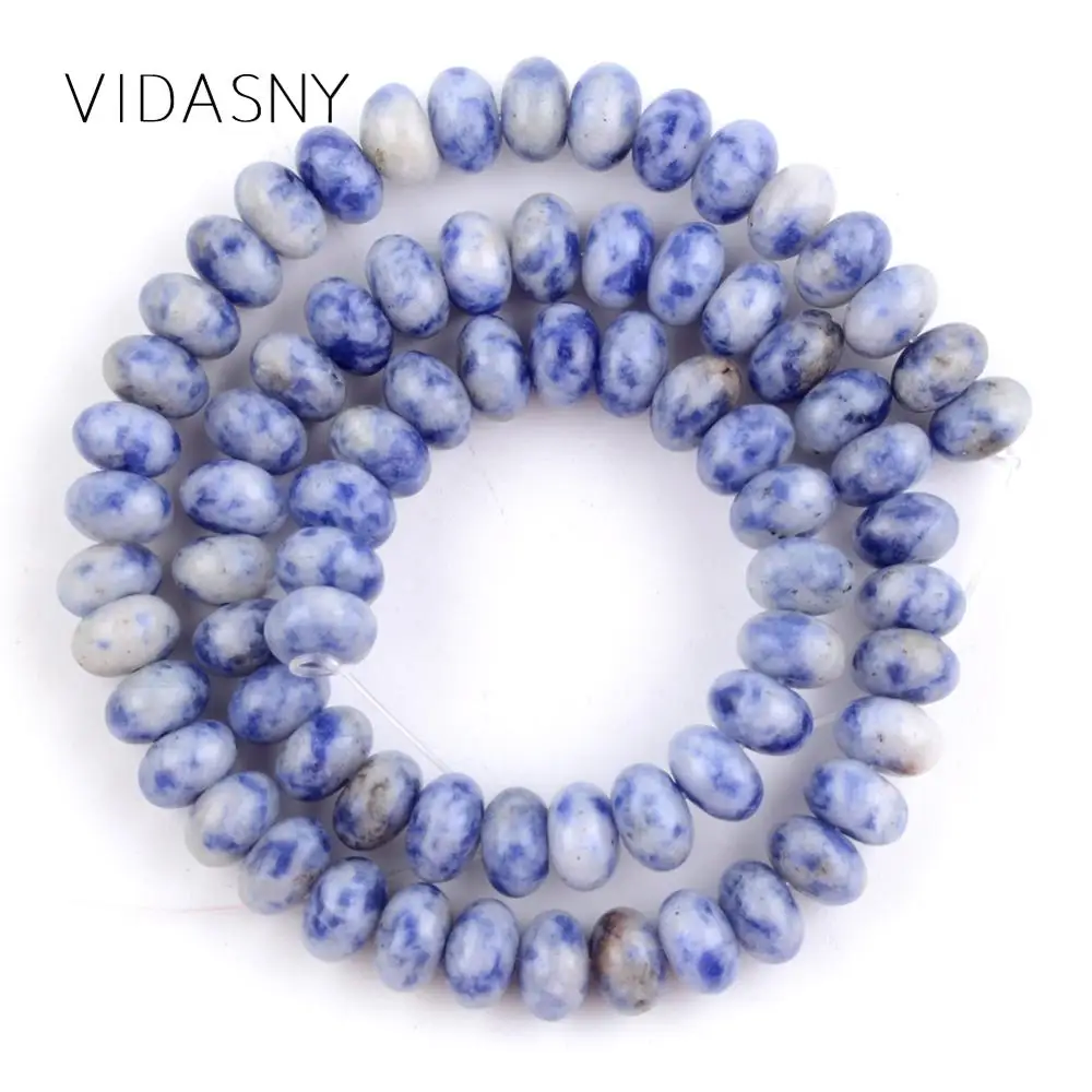 

Natural Stone Blue Spot Jaspers Rondelle Beads For Jewelry Making 4 6 8mm Abacus Beads Diy Necklace Bracelet Accessories 15inch