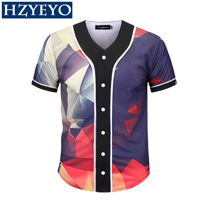 Разноцветный Бейсбол Джерси Для мужчин и женщин вентиляторы быстросохнущая