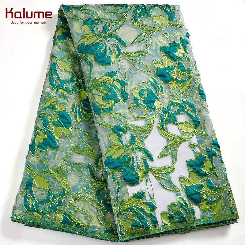 

Kalume Африканское парчовое кружевная ткань 2021 нигерийская жаккардовая позолоченная кружевная ткань высокого качества 5 ярдов для вечернего ...