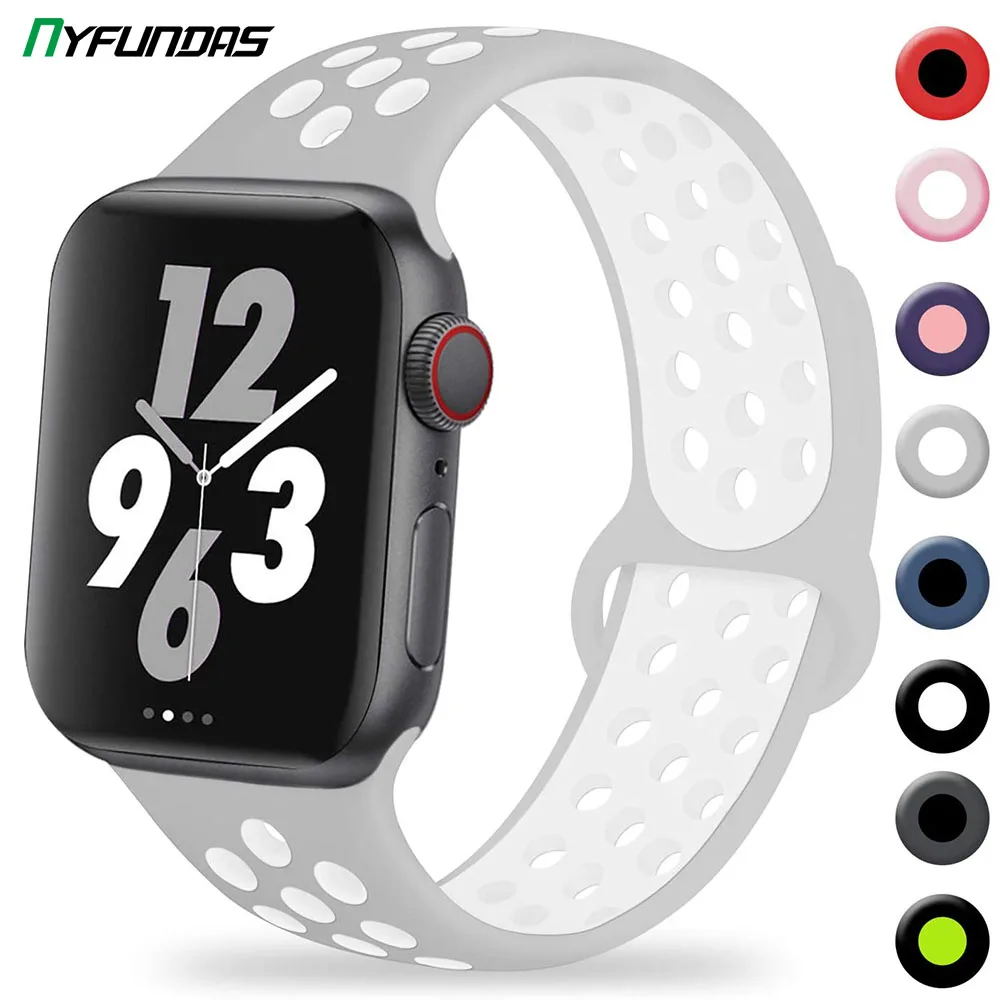 Силиконовый ремешок для часов iwatch Apple Watch Series 5 4 3 2 38 40 42 44 мм дышащий спортивный |
