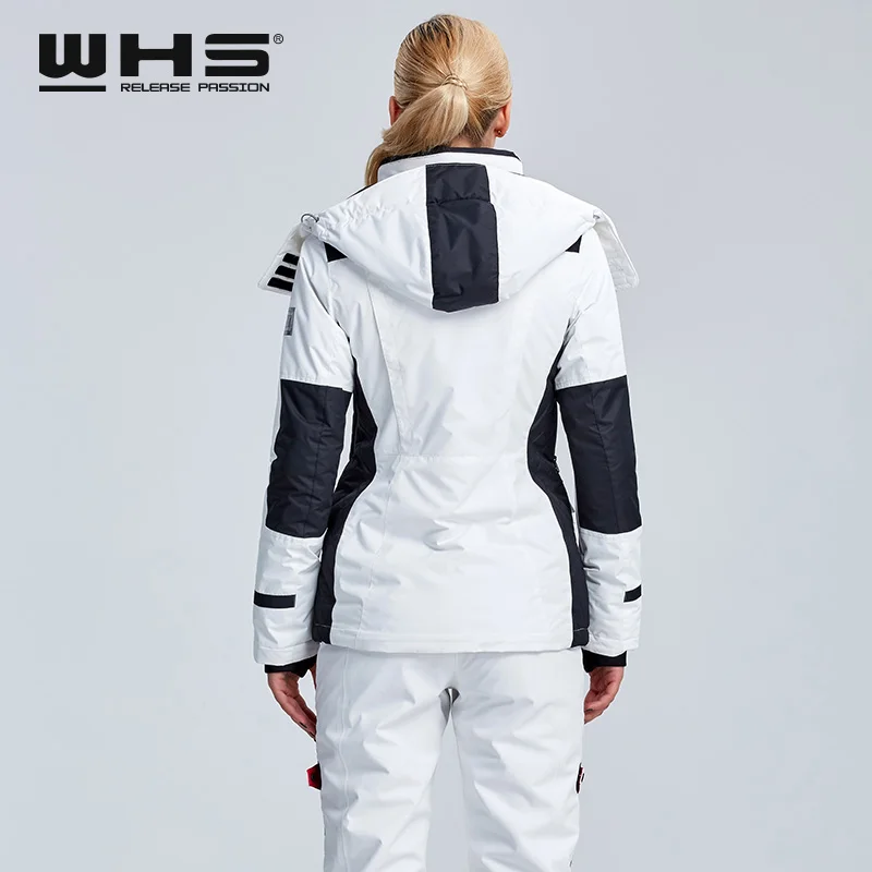 WHS новая пара зимняя Лыжная куртка уличная Снежная хлопковая спортивная женская теплая уличная куртка водонепроницаемая и ветрозащитная белая куртка