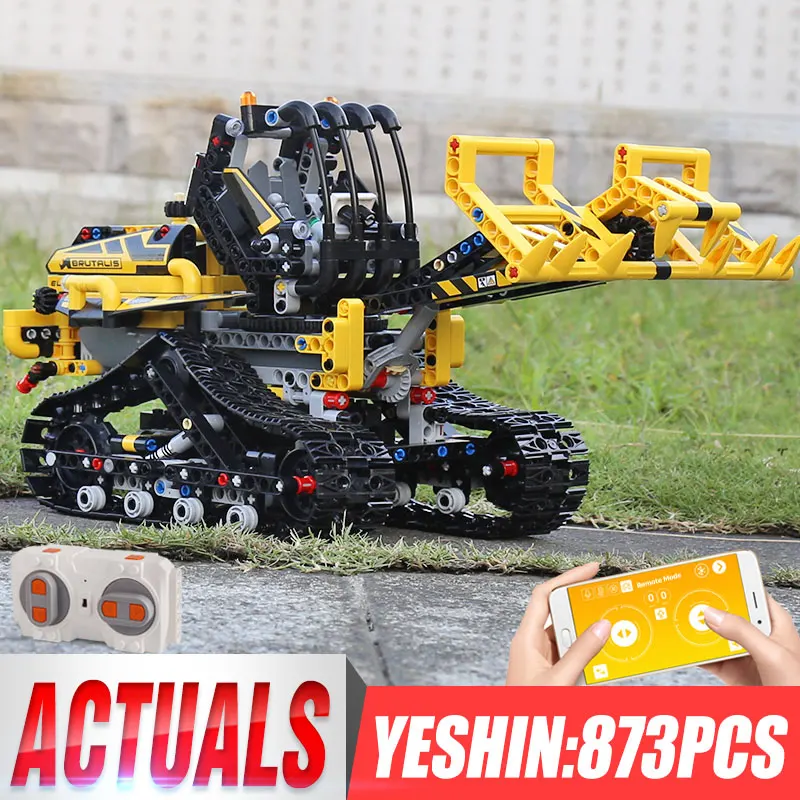 Новая техника автомобиль RC Мотор погрузчик совместим с 42094 гусеничный погрузчик Набор строительных блоков Кирпичи Детские модели автомобилей игрушки