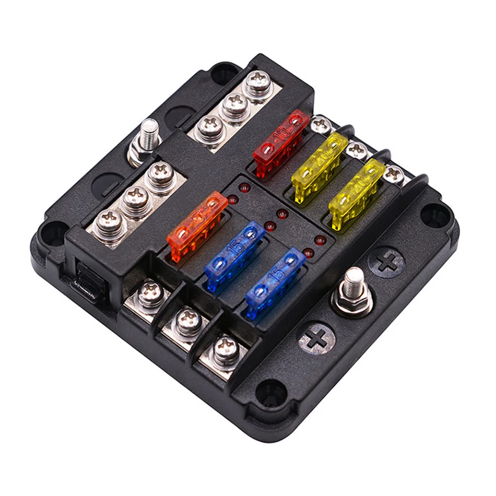 6 Way Blade Terminal Fuse Box Holder with LED Light Kit for Car Boat Marine Trike Automotive 32V Auto 1 In Out | Автомобили и