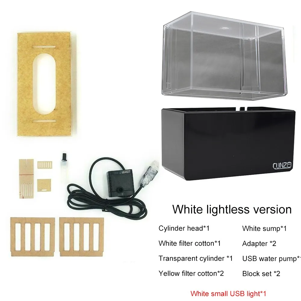 Black Tank No LED Модернизированный мини-пластиковый аквариум, Синий светодиодный Lihgt Настольный аквариумный аквариум с фильтрацией воды, тихий воздушный насос, мини-аквариум - Цвет: Black Tank No LED