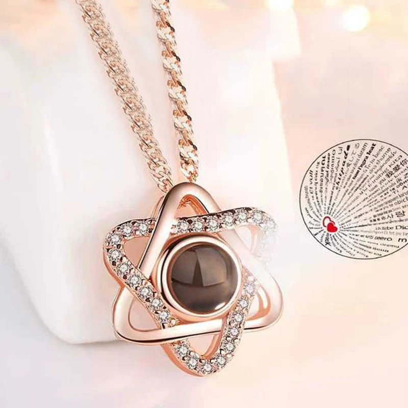 Ожерелье женское из сплава с проекцией памяти на 100 языках | Украшения и