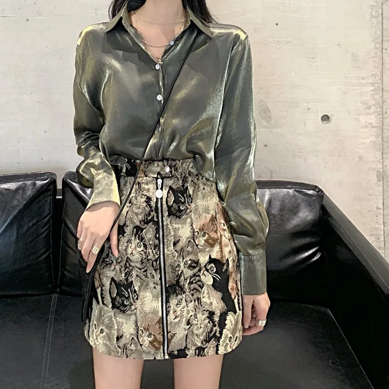 Юбка-карандаш женская с вышивкой винтажная Клубная мини-юбка мультяшным принтом