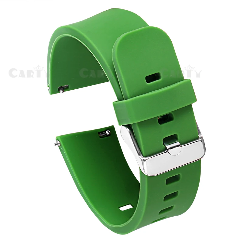 Green silver buckle Carty силиконовые браслеты для часов быстросъемные ремешки для часов 20 мм 22 мм Мужские и женские мягкие резиновые черные или серебряные пряжки безопасные кольца Хранитель - Цвет ремешка: Green silver buckle