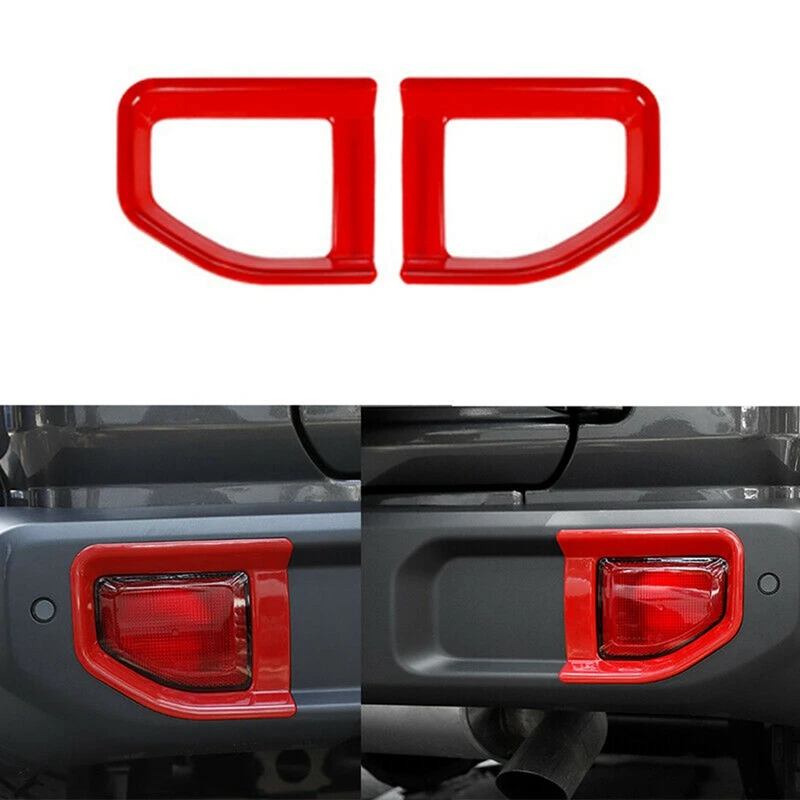 

2 шт. автомобиль Красный Лампа заднего противотуманного фонаря рамки отделка Подходит для Jeep Wrangler JL 2018-2020