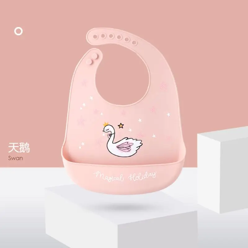 

Cartoon Baby Bibs Waterproof Soft Silicone Newborn Feeding Bib Saliva Towel