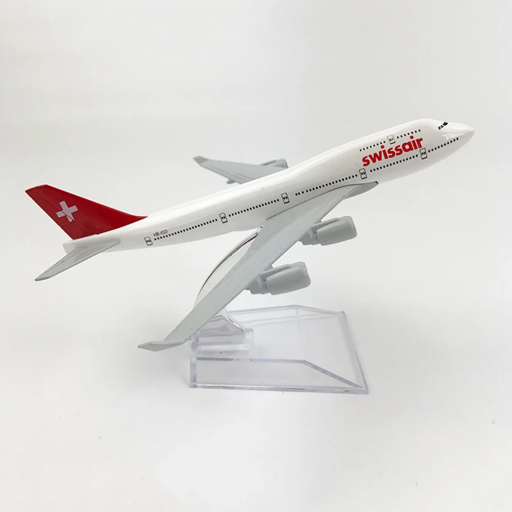 

1/400 Scale Alloy Aircraft Boeing 747 Swiss Air 16cm Plane B747 Model Toys Decoration Children Gift Collection