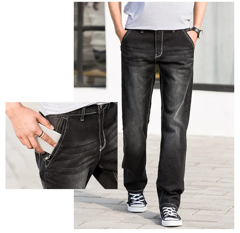 Джинсы мужские стрейчевые хлопковые прямые брюки из денима брендовая одежда