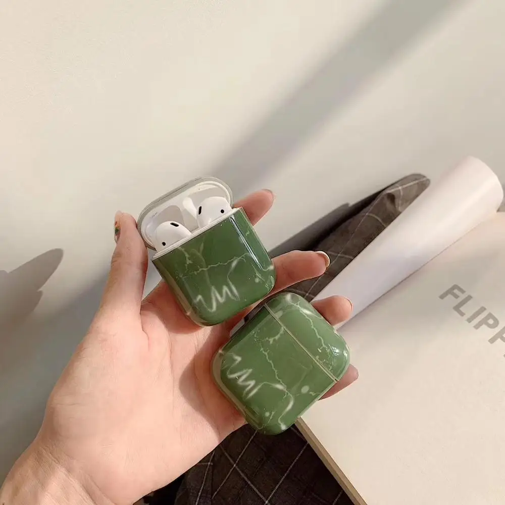 Чехол для наушников Apple Airpods зеленый чехол планшета под мрамор 1 2 IMD AirPods